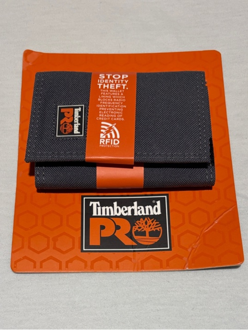 Timberland PRO Gray RFID Wallet with Orange Accents